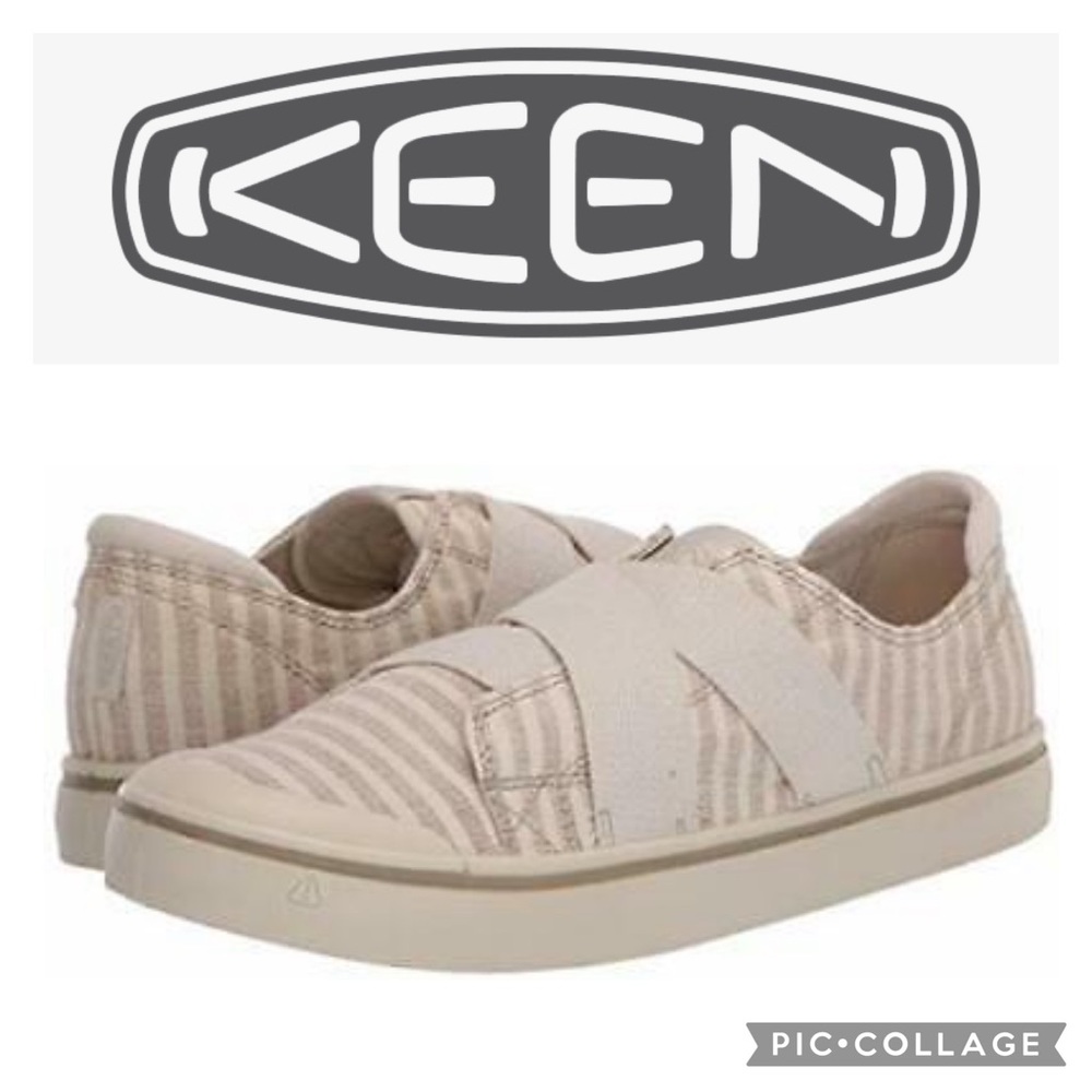 KEEN “Elsa” Tan Striped Slip On Sneaker 6.5